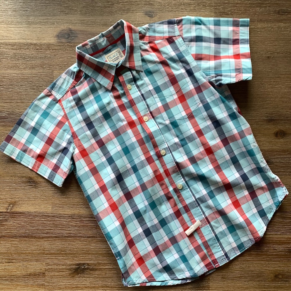 Boys Place Plaid Button Up Short Sleeve